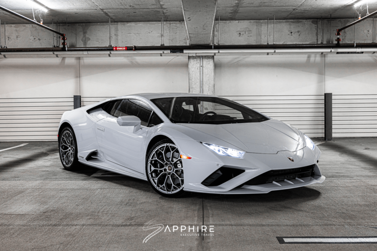 Front Left View of a Lamborghini Huracan Evo Coupe