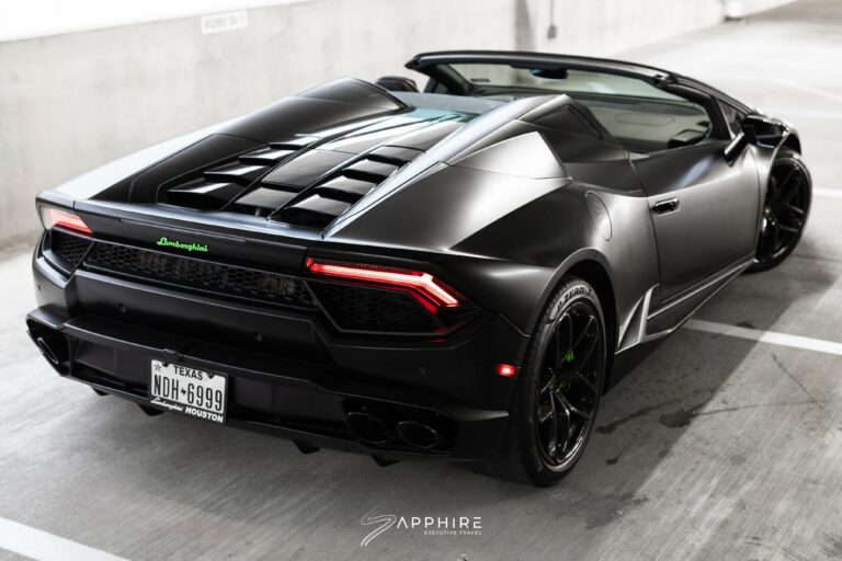 Rear Right View of a Black Lamborghini Spyder