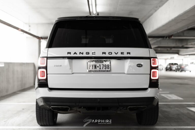 Rear View of a White Range Rover Supercharged