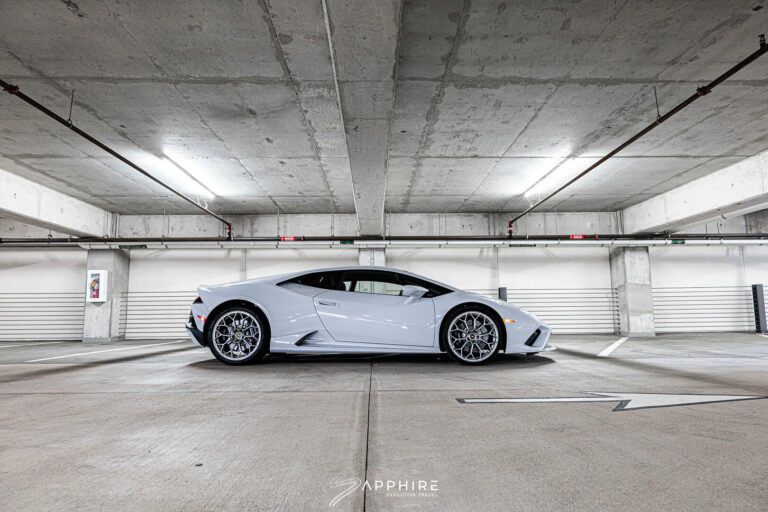 Side View of a White Lamborghini Huracan Evo Coupe