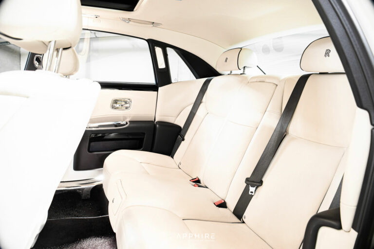 Interior of a White Rolls Royce Ghost