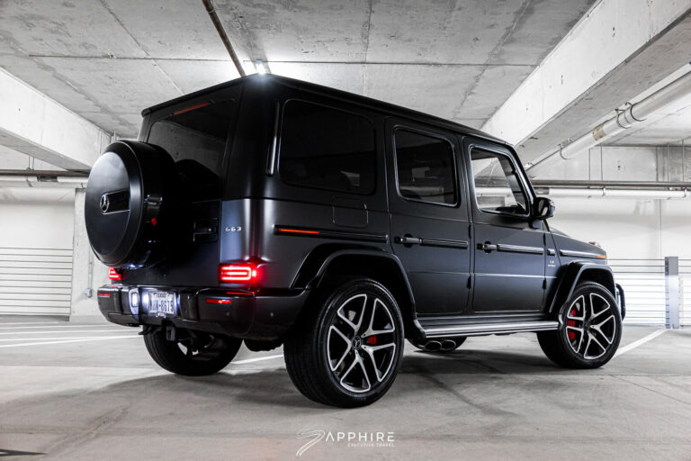 Rear Right View of a Black Mercedes Benz G63 AMG