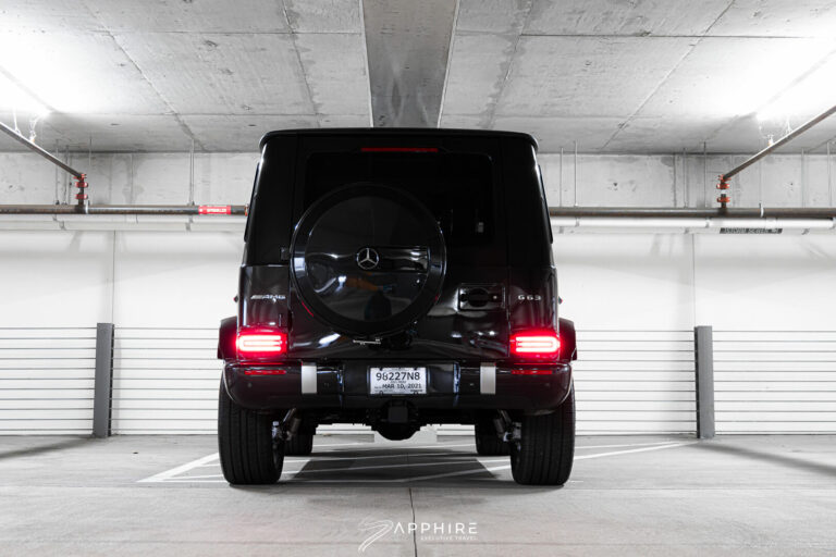 Rear View of a Black Mercedes Benz G63 AMG