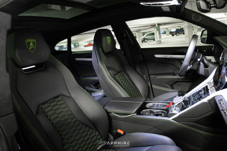 Interior of a Green Lamborghini Urus