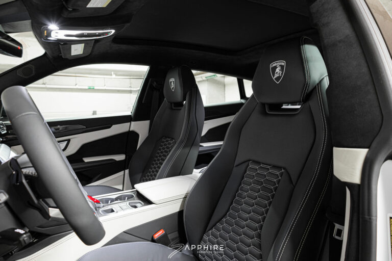 Interior of a White Lamborghini Urus