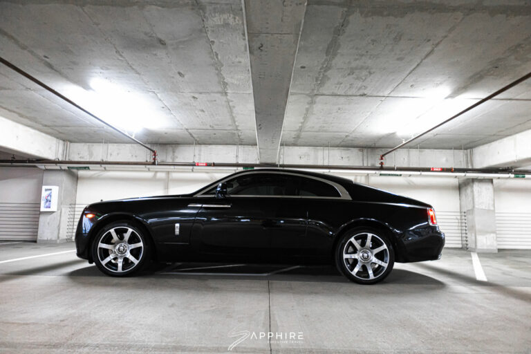 Side View of a Black Rolls Royce Wraith
