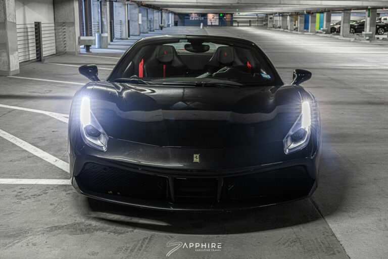 Front View of a Black Ferrari 488 Spider