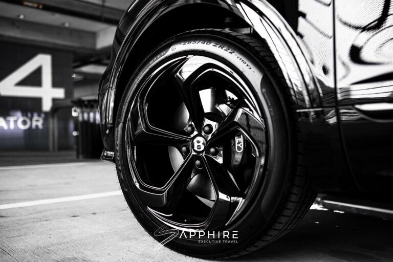 Wheel of a Black Bentley Bentayga