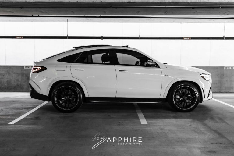 Side View of a White Mercedes Benz GLE53 AMG