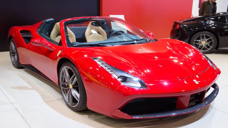 Front Right View of a Ferrari 488 Spider